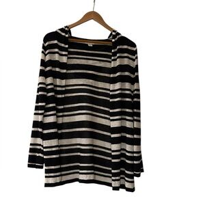 Kenar linen open cardigan hoodie navy & white striped women’s sz S